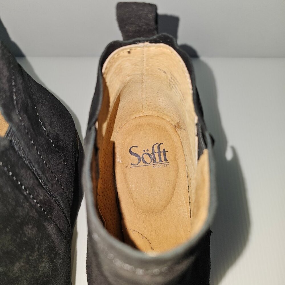 Sofft Emeree Ankle Bootie Womens 9.5 Black Suede Waterproof Wedge Chelsea - Picture 9 of 14